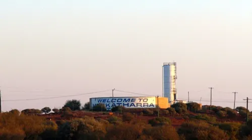 A photo of the watertank in Meekatharra