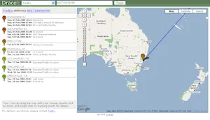 A screenshot showing the tracking details of the dracel web application