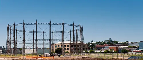 A photo of the gasometer in Brisbane before redevelopment
