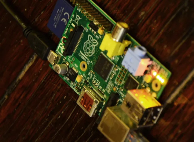 Picture of Raspberry Pi plugged into ethernet