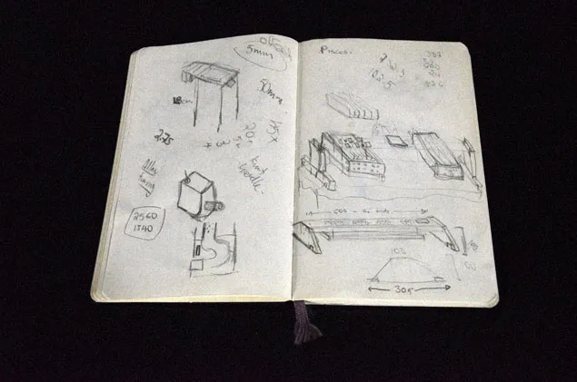 Photo of development sketches for the LED housing