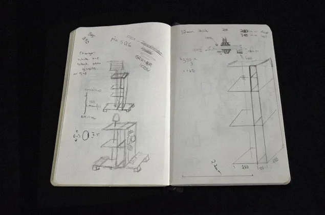 Development sketch of the lamp.