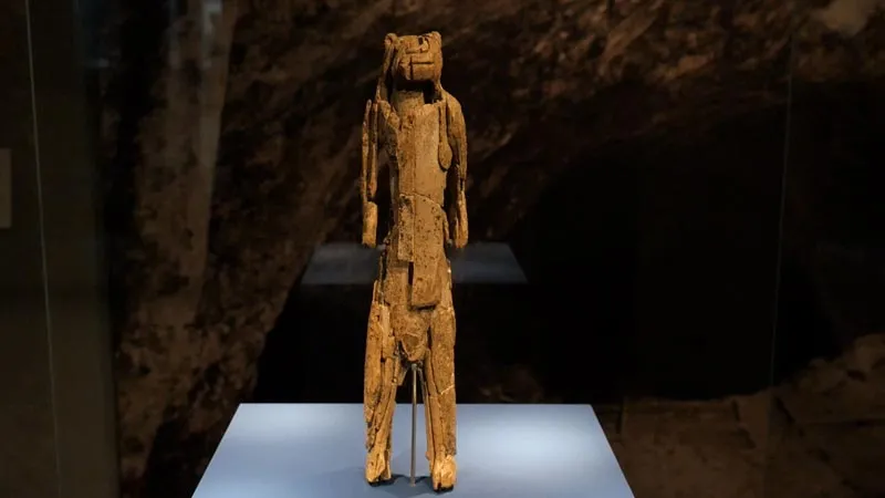 The lion-human 'lowenmensch' figurine. A 35,000 year old carving that was discovered in a german cave in 1939.
