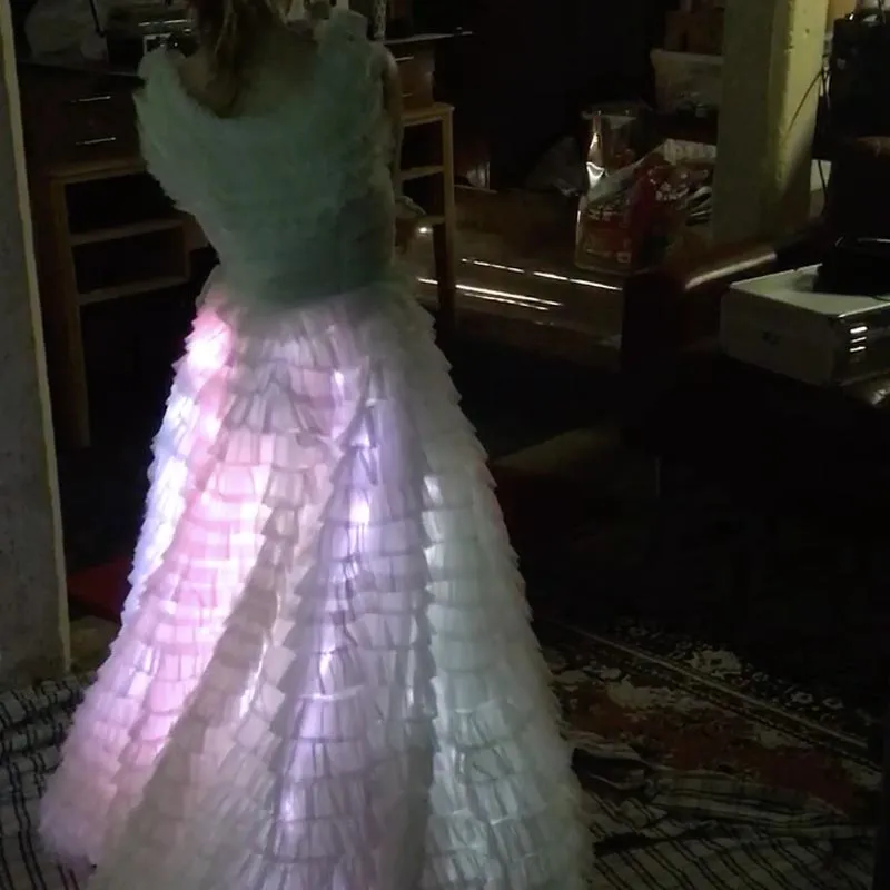 A picture of a dress filled with clouds of light.
