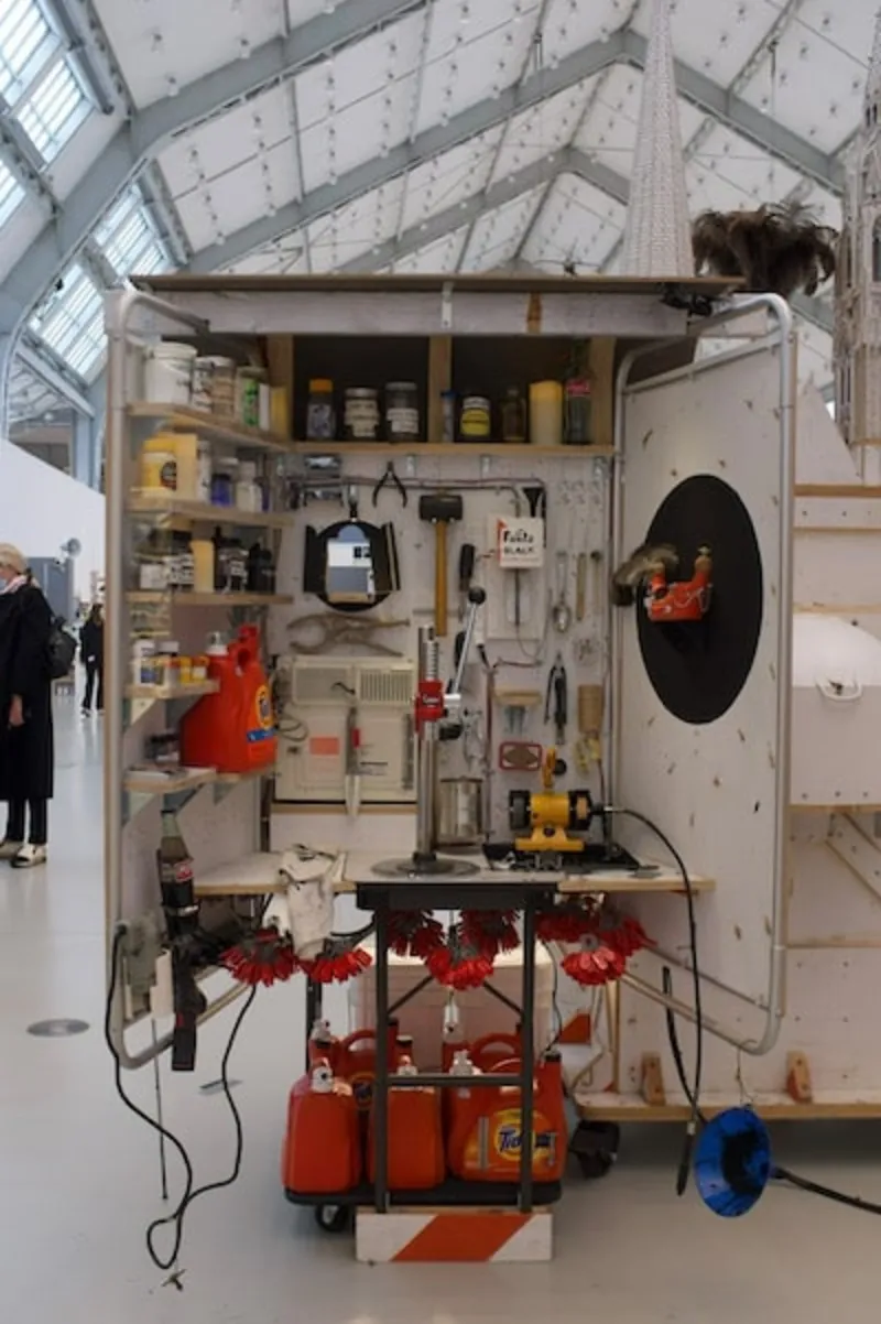 A photo of the fanta black paint mixing station created by Tom Sachs and installed at Deichtorhallen, Germany