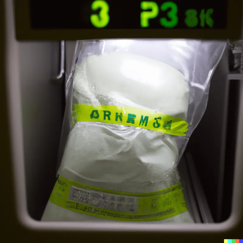A packet of single use bedding being dispensed from a Japanese vending machine, framed like a Neill Blomkamp film