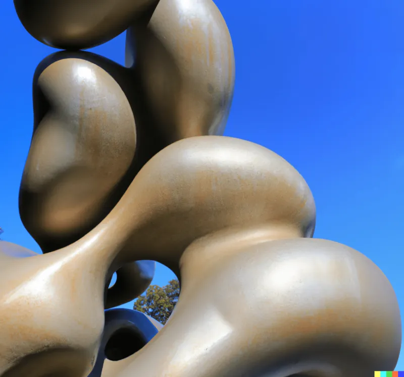 A photo of a large sculpture depicting attractive potato peels, crafted by Noguchi