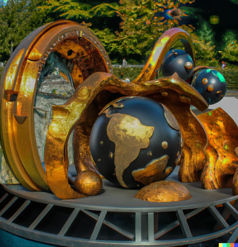 A photo of a large sculpture depicting the goldilocks zone, crafted by NASA, digital art.