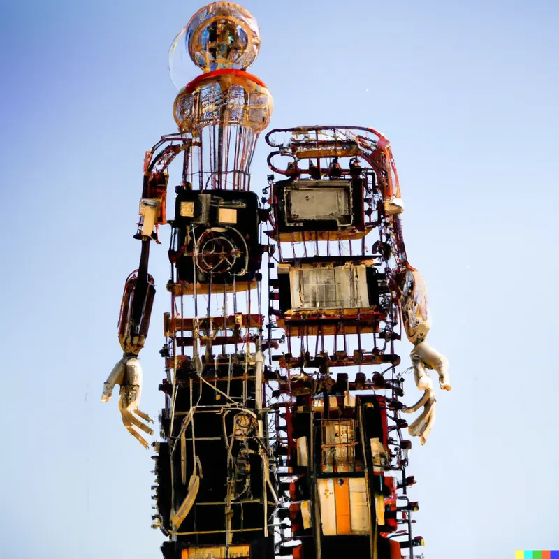 A photo of a large sculpture depicting how pain ages digital machines, crafted by John von Neumann.