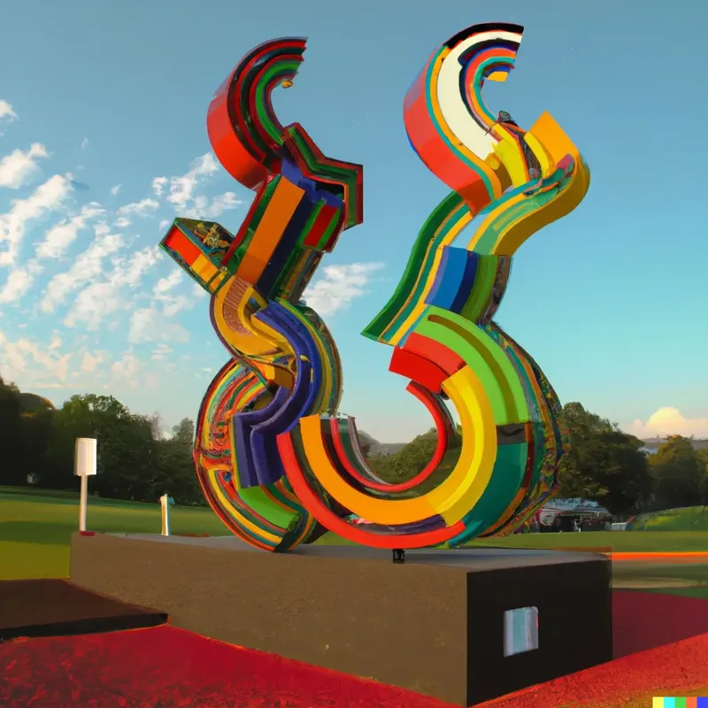 A photo of a large sculpture depicting digital fun, crafted by John Atanasoff