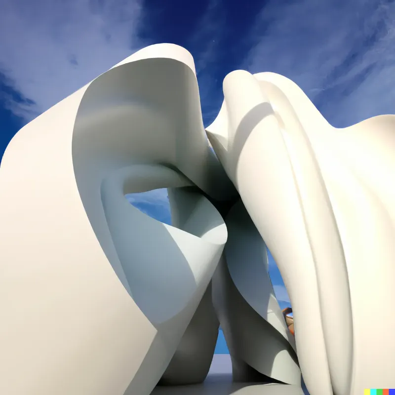 A photo of a large sculpture depicting resilient systems, crafted by Georgia O'Keeffe, digital art