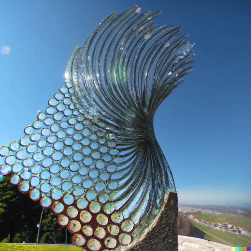 A photo of a large sculpture depicting how open source and transparency creates bright futures, crafted by T.Berners-Lee.