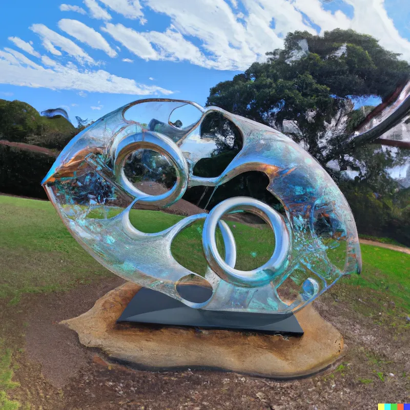 A photo of a large sculpture depicting being open and transparent about cosmic distractions crafted by S.Hawking.
