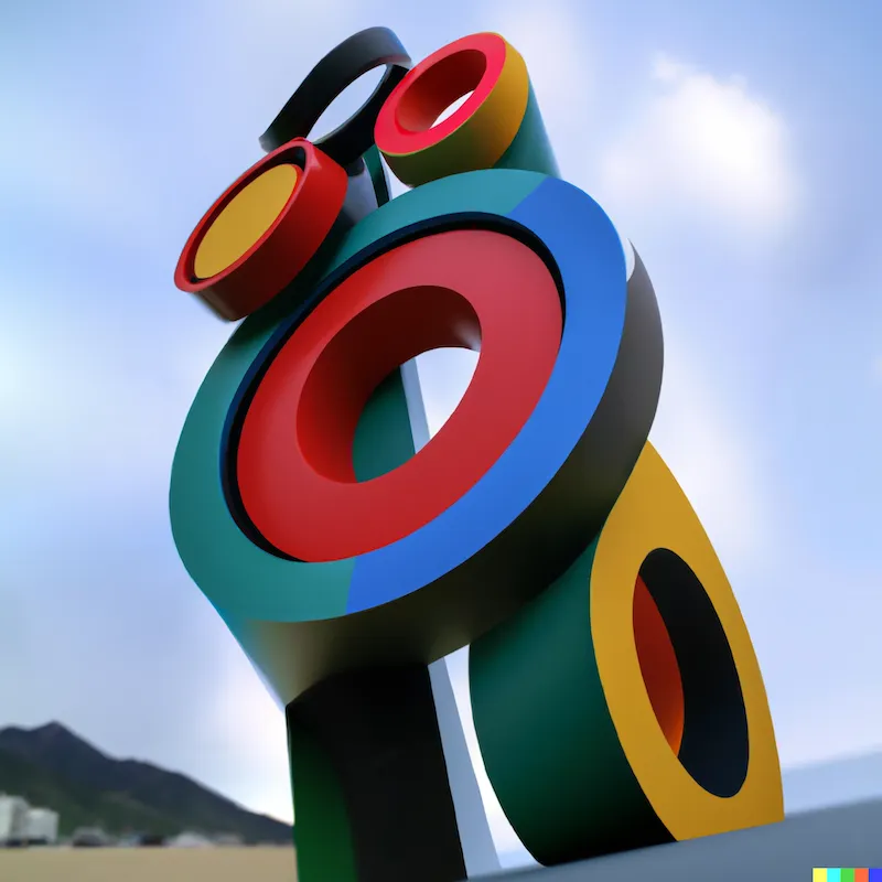 A photo of a large sculpture depicting how some things don't need to be forced into a working form, crafted by Sonia Delaunay
