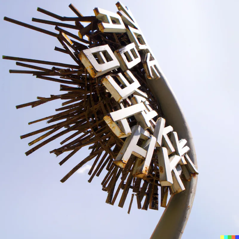 A photo of a large sculpture depicting how software reindexes my email.
