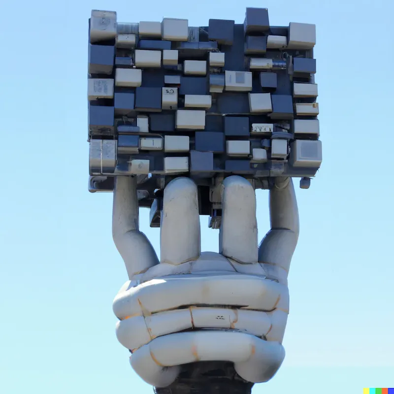 A photo of a large sculpture depicting the difficulty software has computing when it has run out of resources.