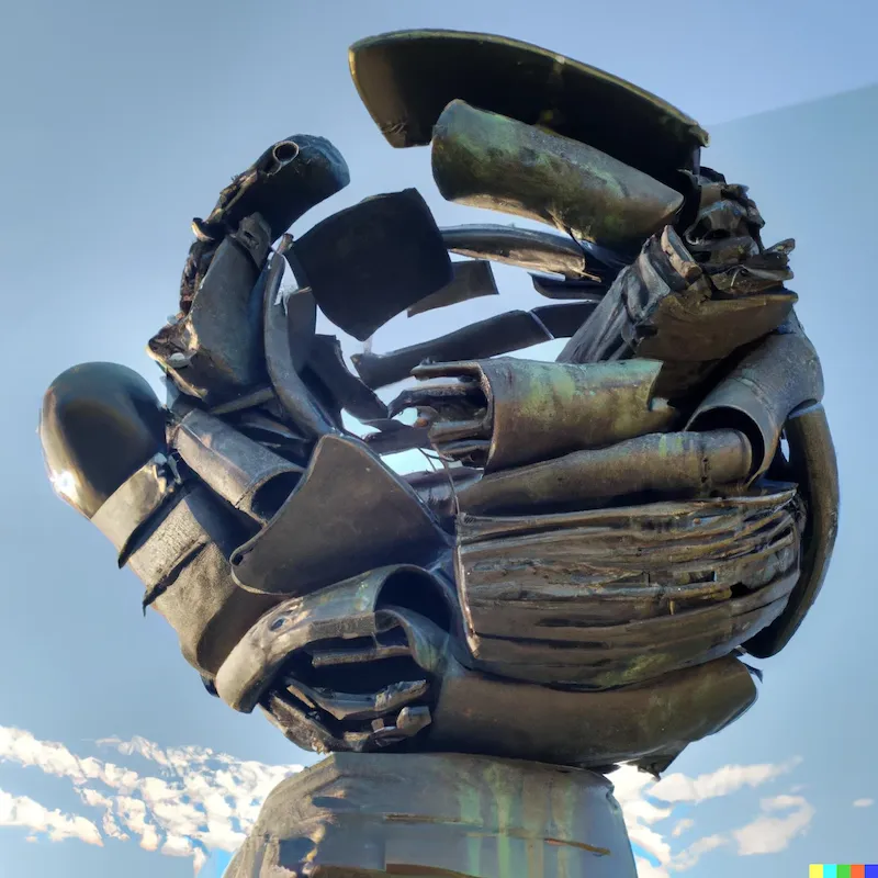 A photo of a large sculpture depicting how difficult it is for software to understand input.