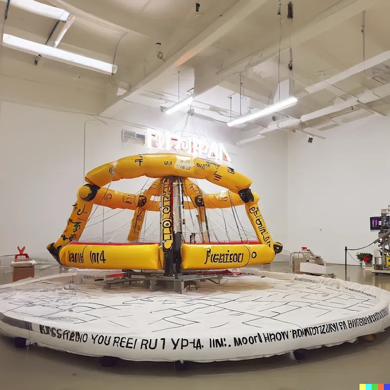 A large mechatronic sculpture of the 'capture the pizza' sport used by algorithms to prove that joy data is authentically human, abstract, minimalist,
