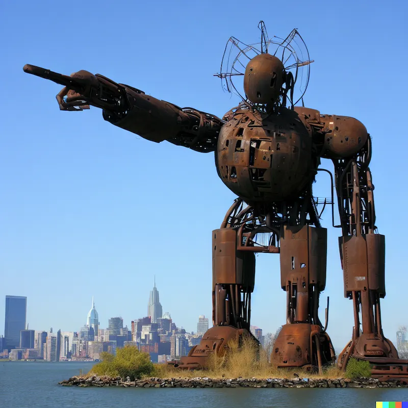 An industrial sculpture that we never thought would become concious, but look at it now, effigy, New York,
