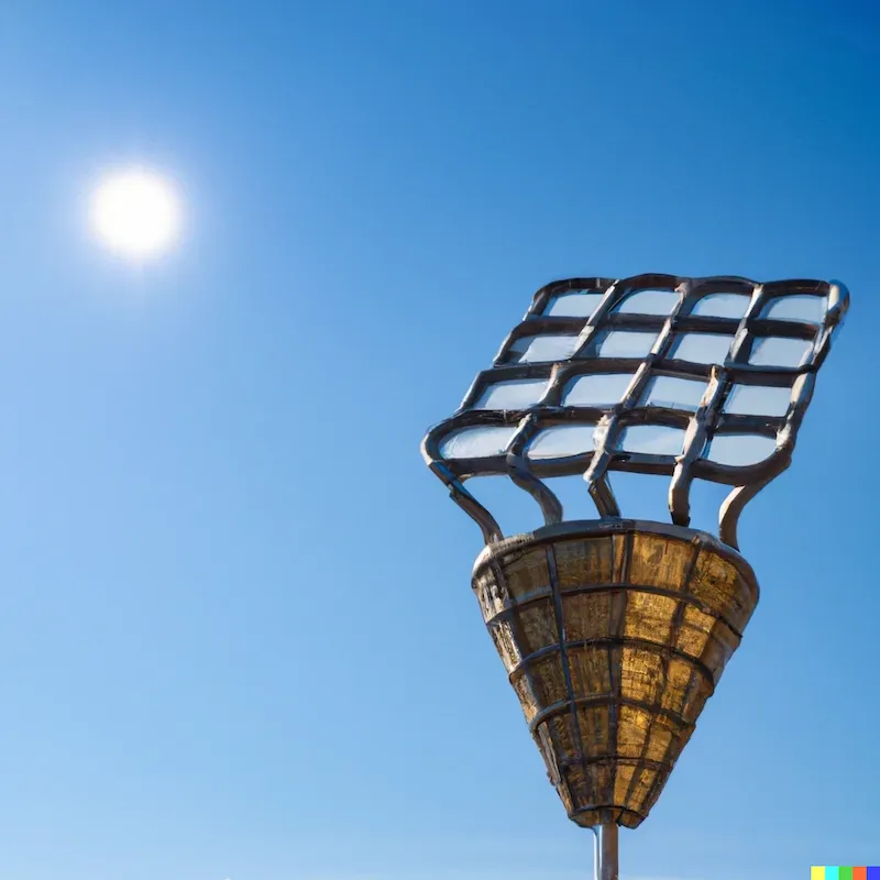 A solar-powered sculpture that makes unlicensed ice cream, plinth.