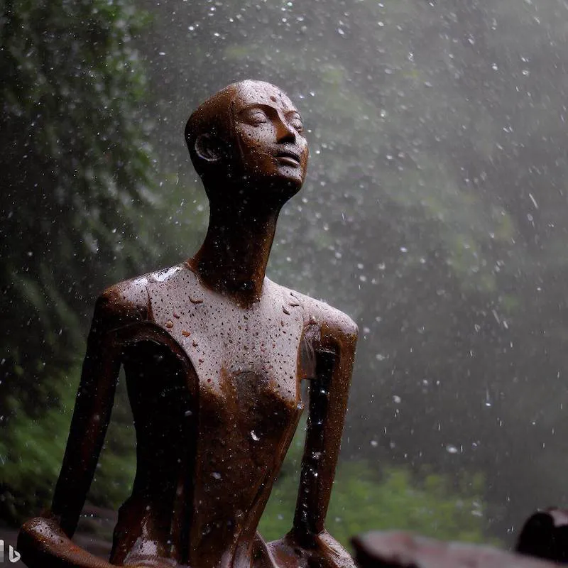A precise sculpture that casually gets surprised by monsoon