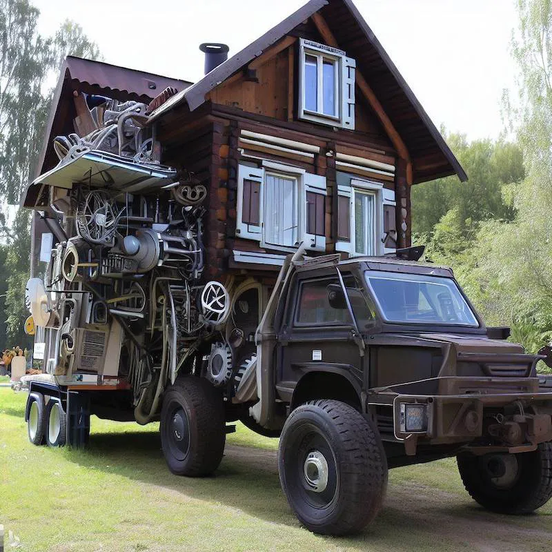A mechatronic sculpture that can move house with only a volkswagen amarok