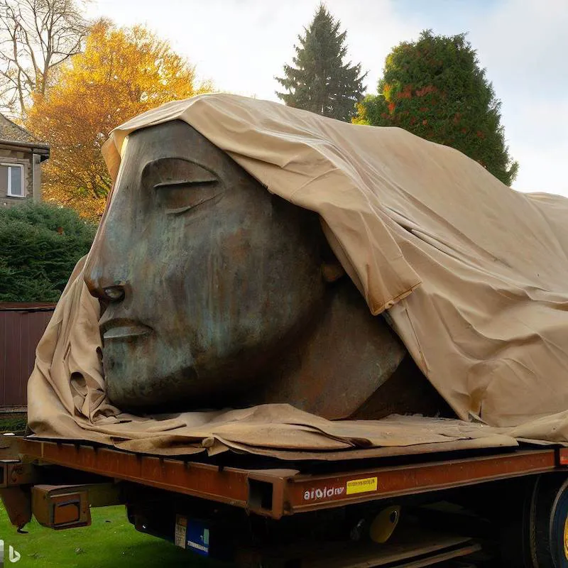 A relocated sculpture that has gone into hibernation at their new home