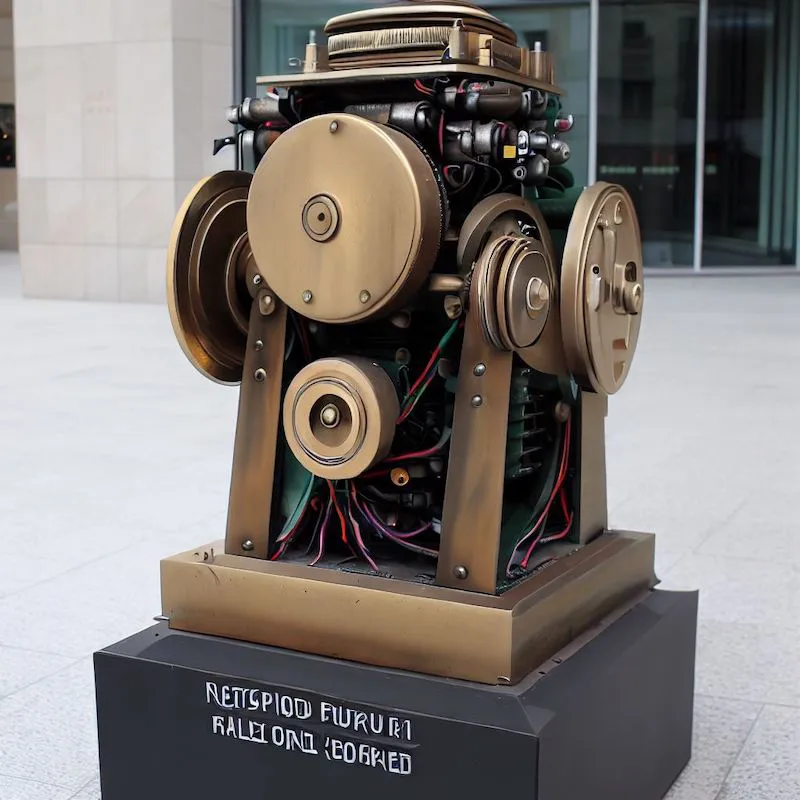 A mechatronic sculpture that is either immortal or earns a pension, Federal Reserve, coin operated, plinth