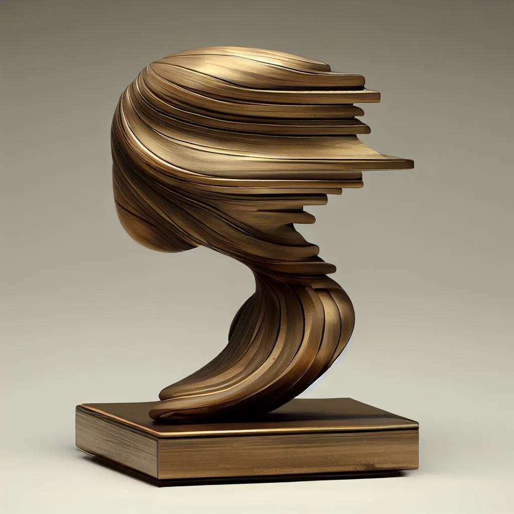 An illusionary sculpture that leaves a deceiving first impression, Unit 731, brass, wood